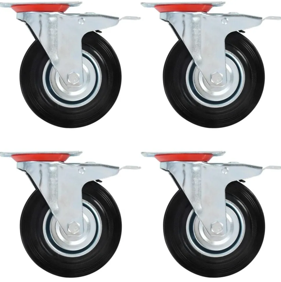 vidaXL Zwenkwielen met dubbele remmen 4 st 125 mm