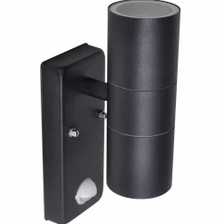 Wandlamp met sensor LED cilindervormig RVS zwart