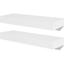 Wandplanken MDF zwevend voor boeken/dvd wit 2 st